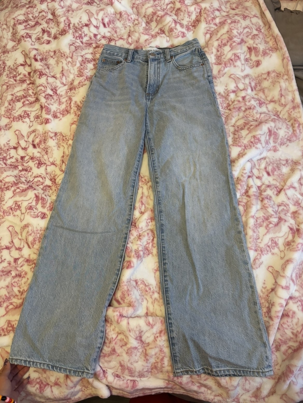 Aritzia Denim Forum Light Blue High-Rise Wide Leg Jeans